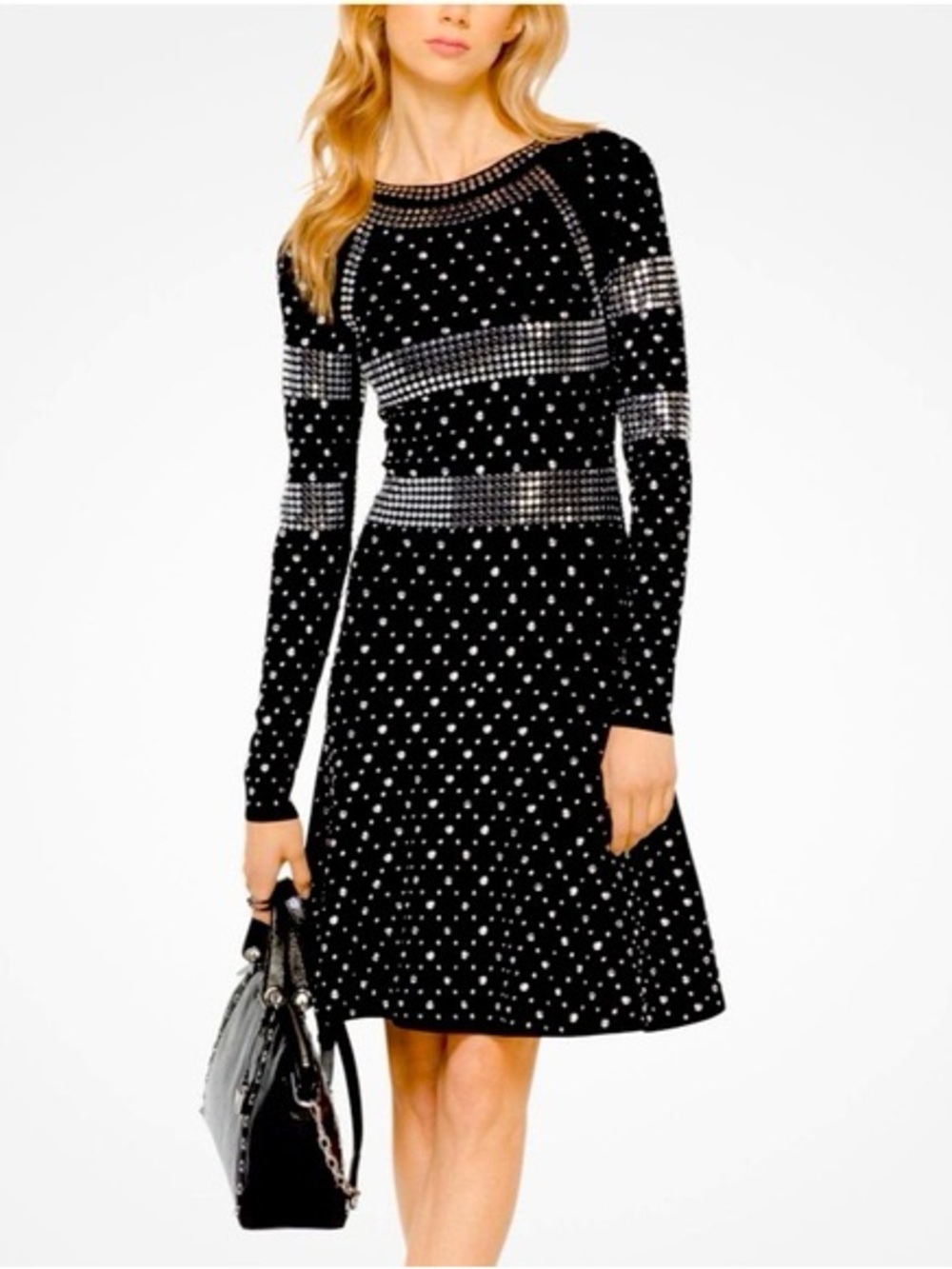 Michael Kors Black Dress with Silver Stud Embellishments $495 original price